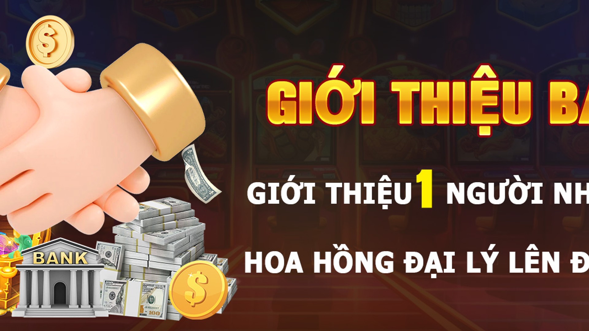 Hình ảnh chương trình giới thiệu bạn bè của hm88 game với những người bạn vui vẻ, tiền thưởng hấp dẫn và không khí chiến thắng